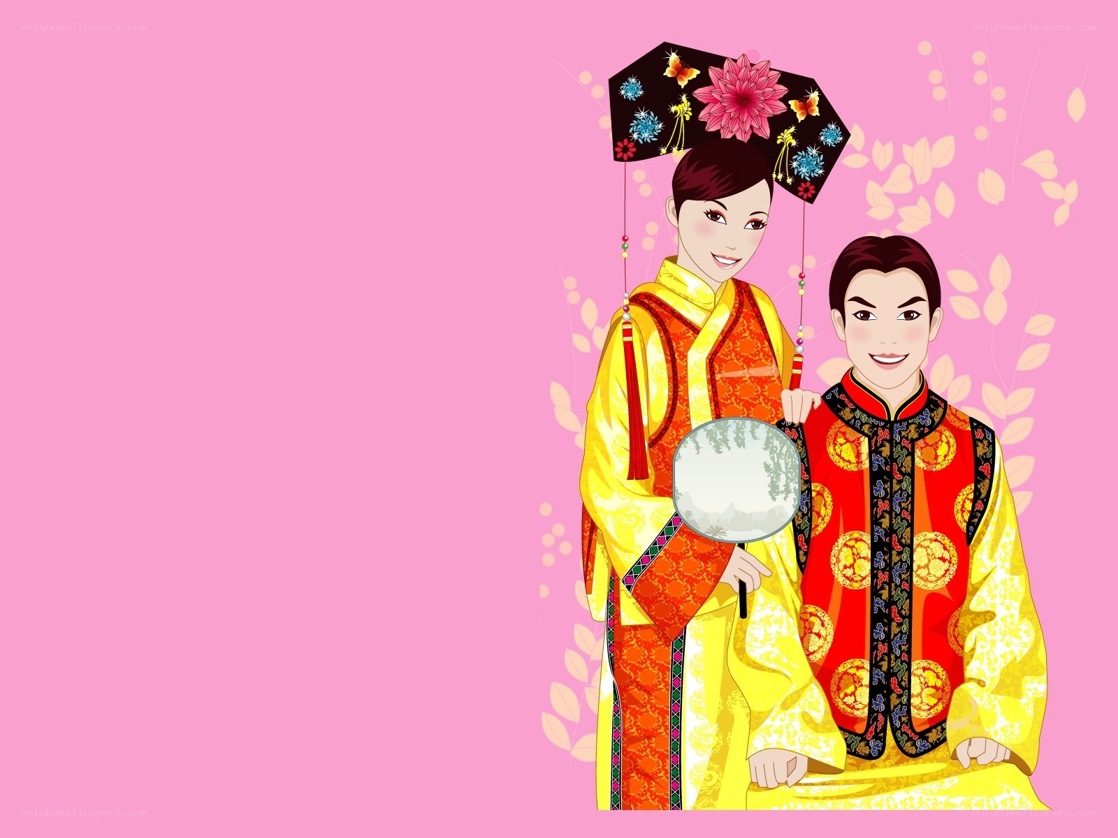traditional chinese couple illustration