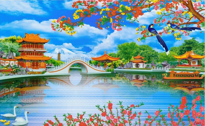 Traditional Chinese Garden — Blue, Serene, Spring