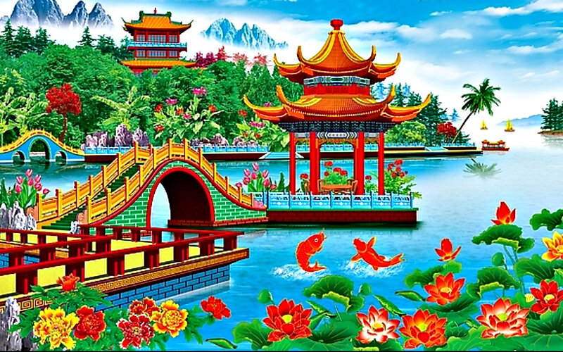 Traditional Chinese Garden — Blue