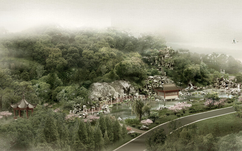 Traditional Chinese garden landscape