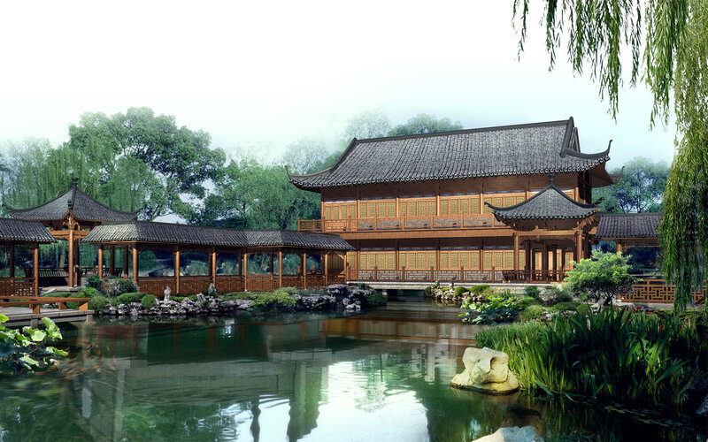 Traditional Chinese garden pavilion