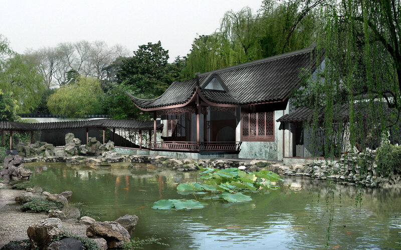 Traditional Chinese garden pavilion