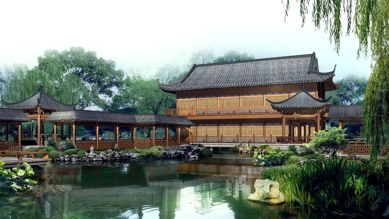 Traditional Chinese garden pavilion