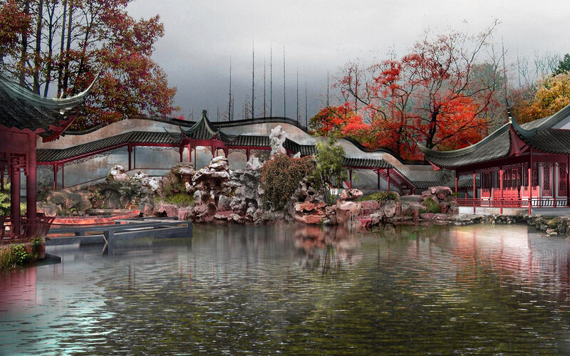 Traditional Chinese Garden — Red