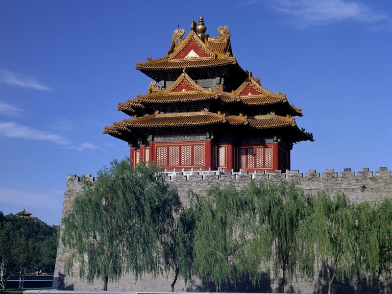 Traditional Chinese Gate Tower — Blue