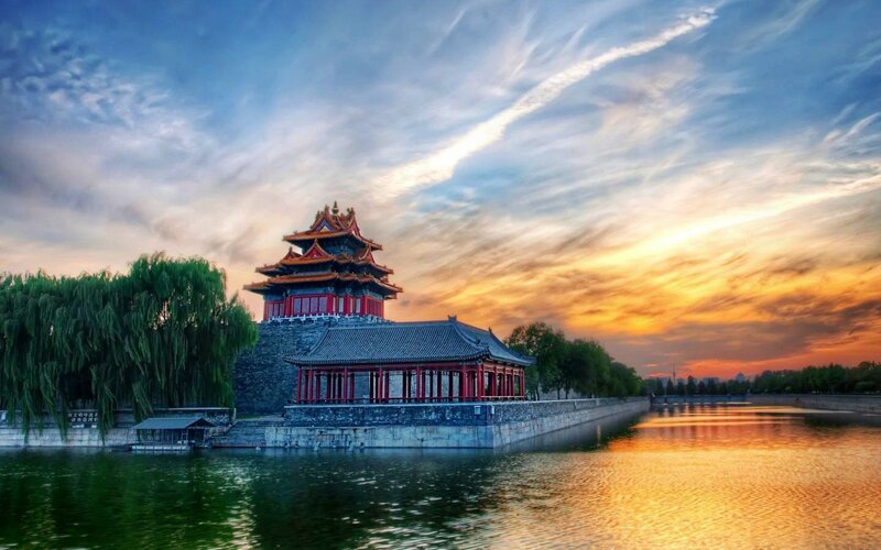 Traditional Chinese Pagoda — Blue, Serene