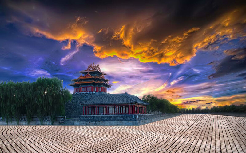 Traditional Chinese Pagoda — Purple