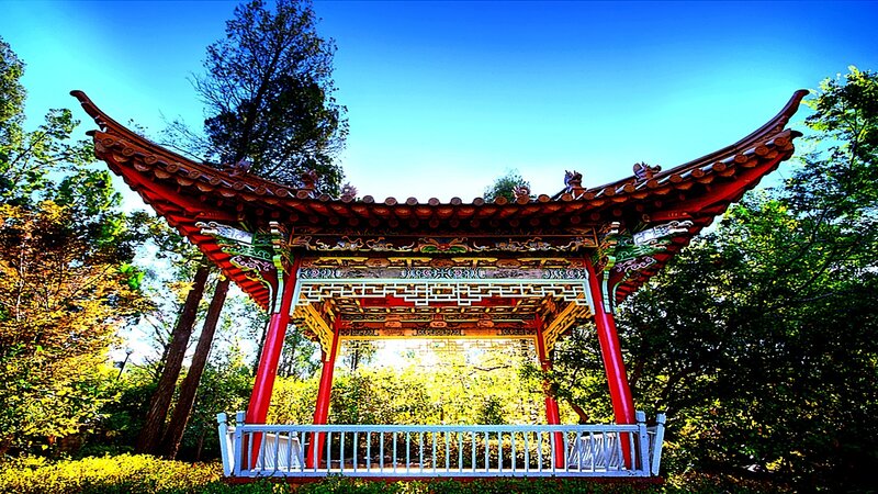 Traditional Chinese pavilion in garden