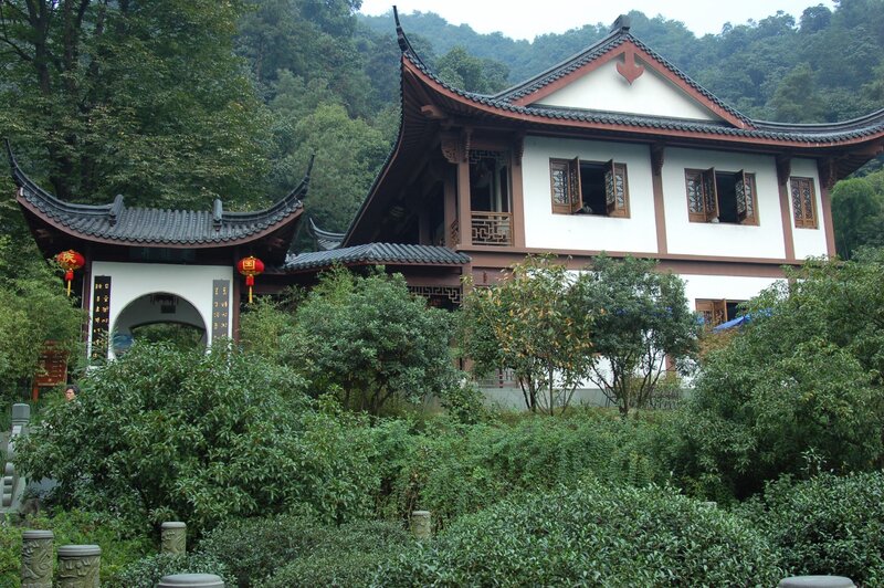 traditional chinese temple in forest