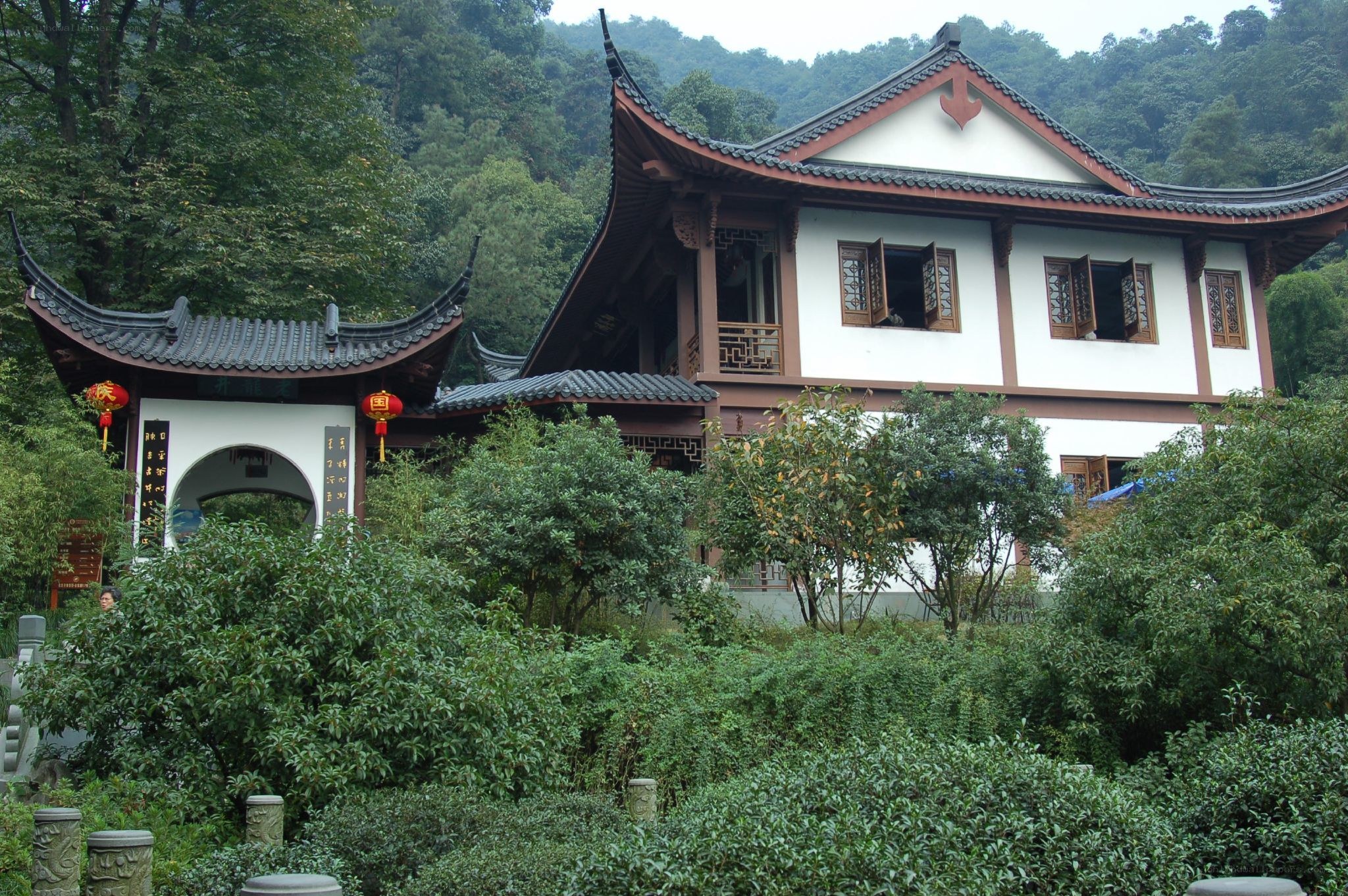 traditional chinese temple in forest