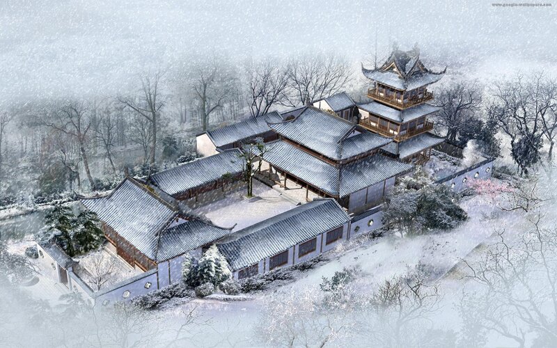 Traditional Chinese Temple — White