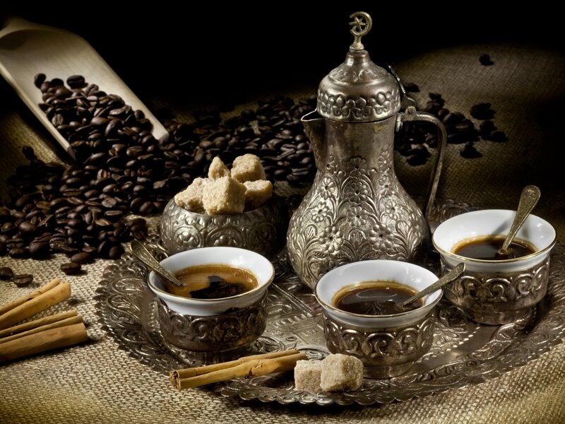 Traditional coffee service setup