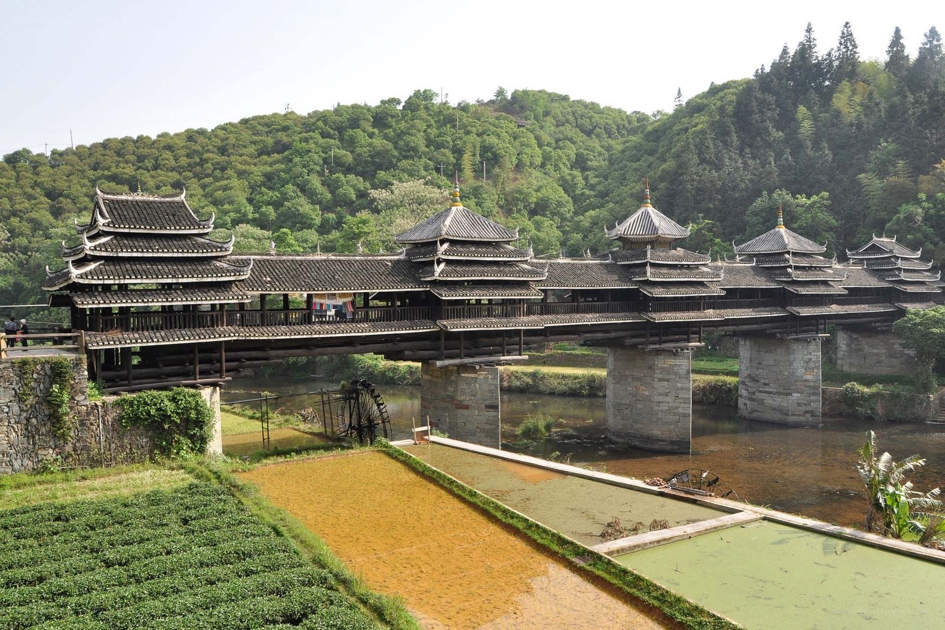 Traditional covered bridge in China