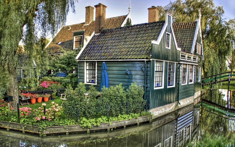 Traditional Dutch house by canal