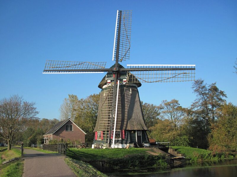 Traditional Dutch Windmill — Blue