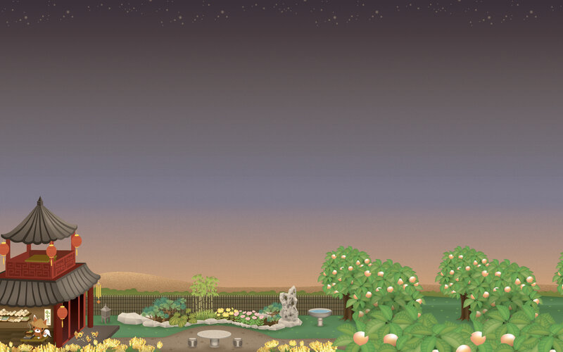 Traditional garden at dusk