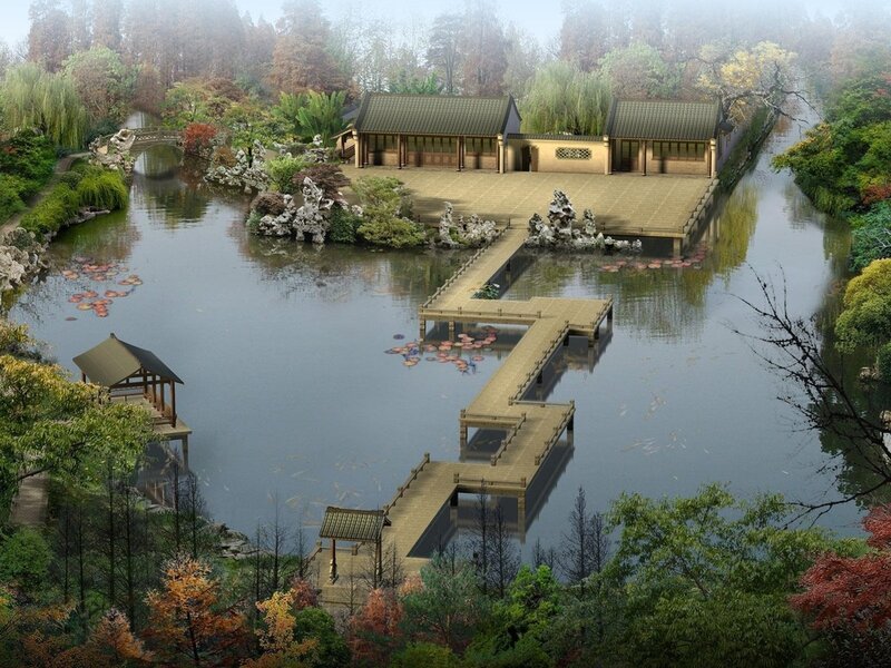Traditional Garden with Pond