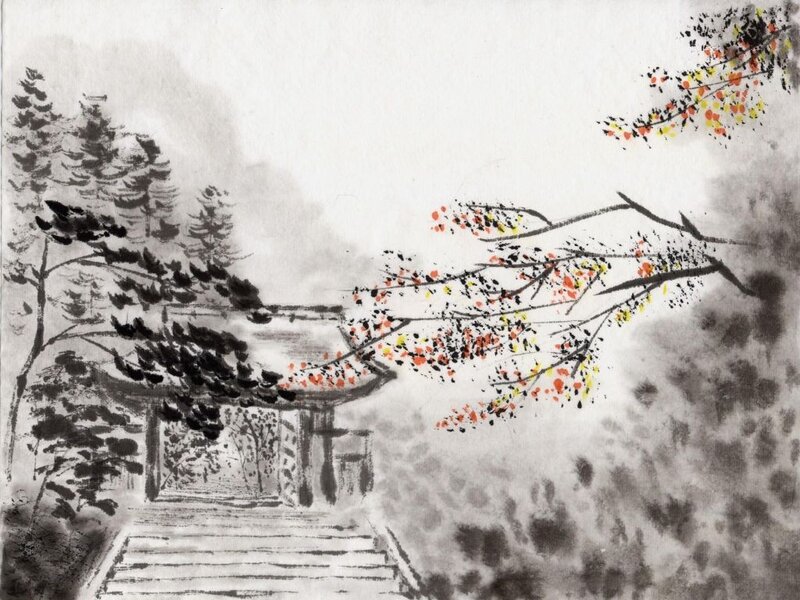 Traditional Gate in Autumn