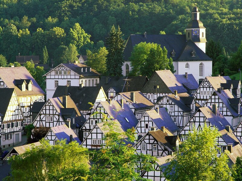 Traditional German village with church