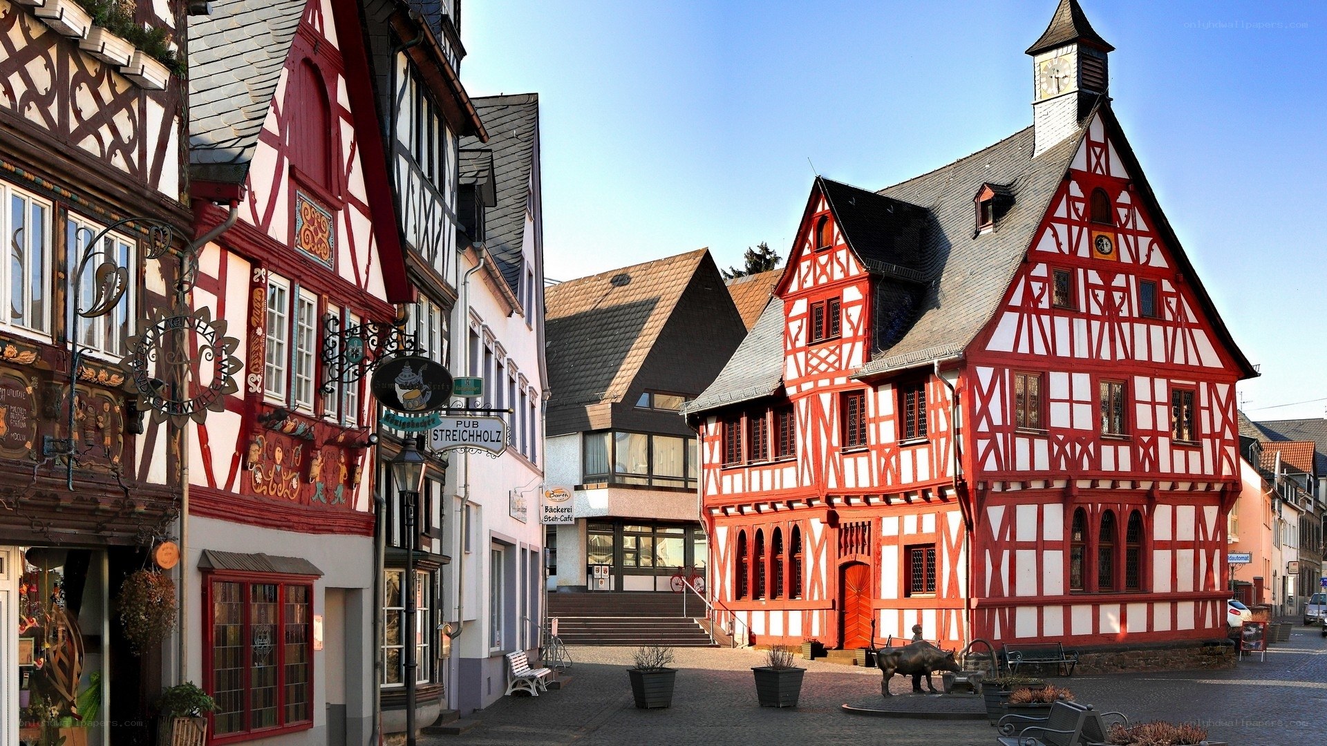 Traditional half-timbered buildings in Germany