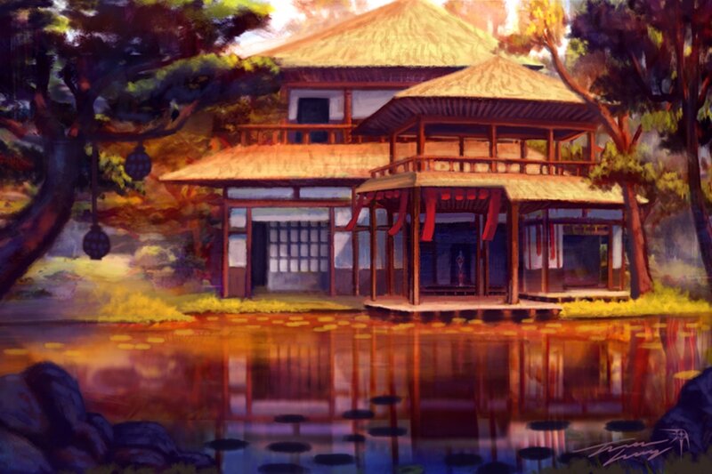 Traditional House by Pond