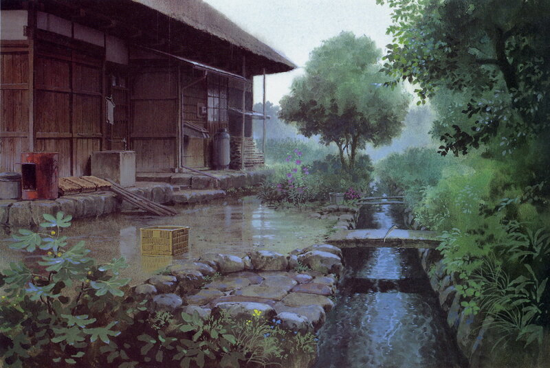 Traditional House by Stream — Green