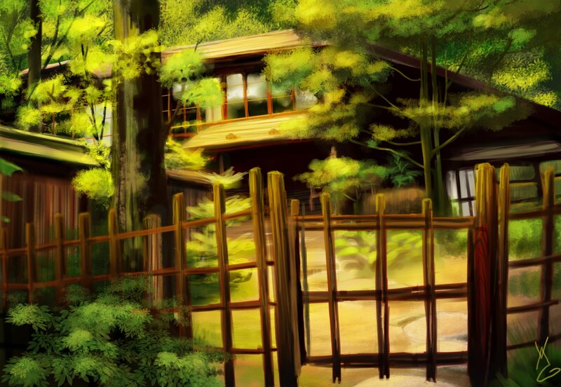 Traditional House in Forest — Green
