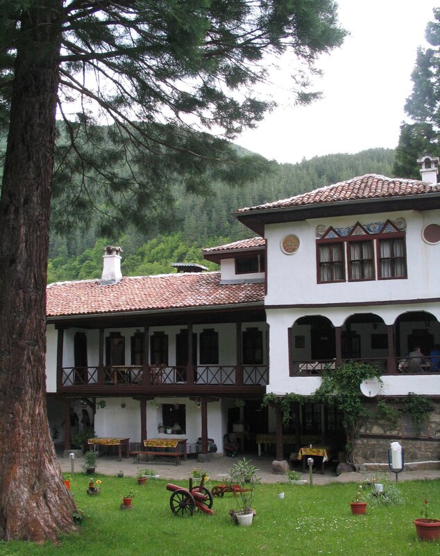 Traditional house in forested valley