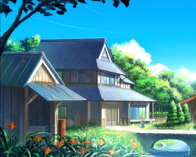 Traditional House in Garden — Blue