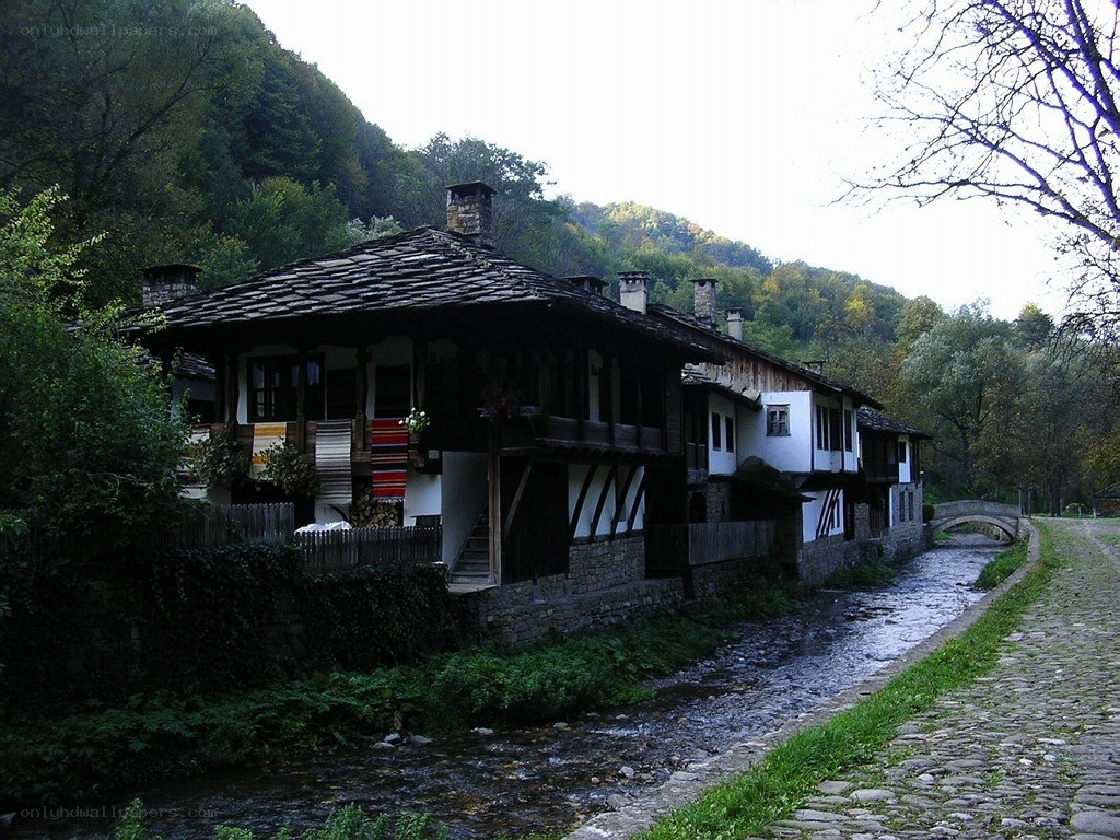 Traditional houses by a river