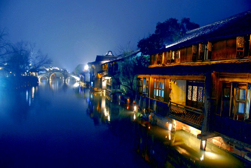 Traditional Houses by Canal — Blue