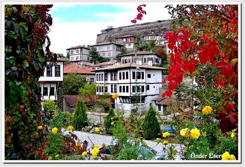 Traditional Houses on Hillside — Red