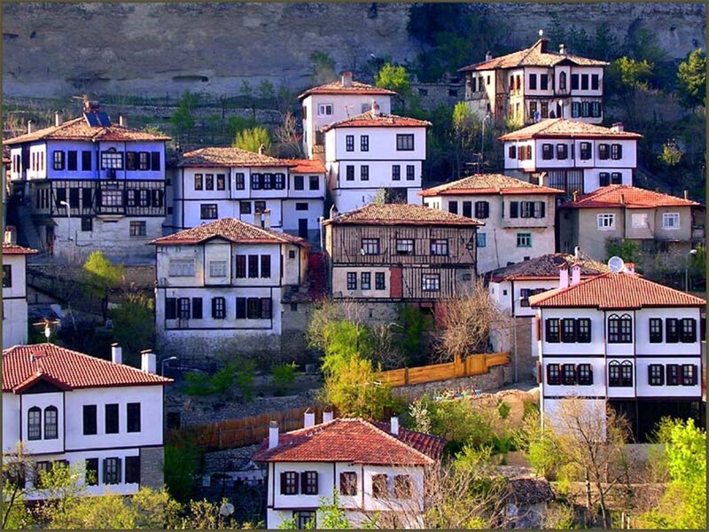 Traditional Houses on Hillside — White, Serene