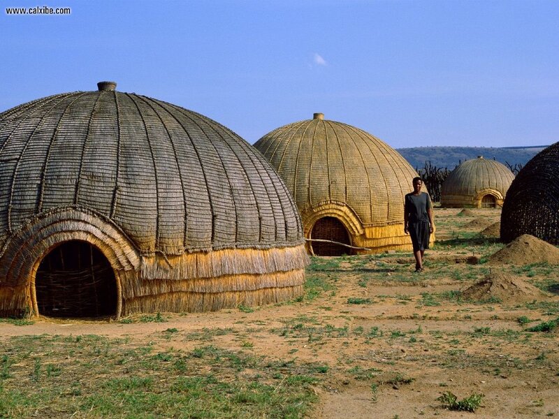 Traditional huts in a village