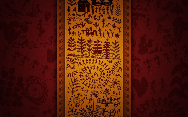 Traditional Indian folk art illustration