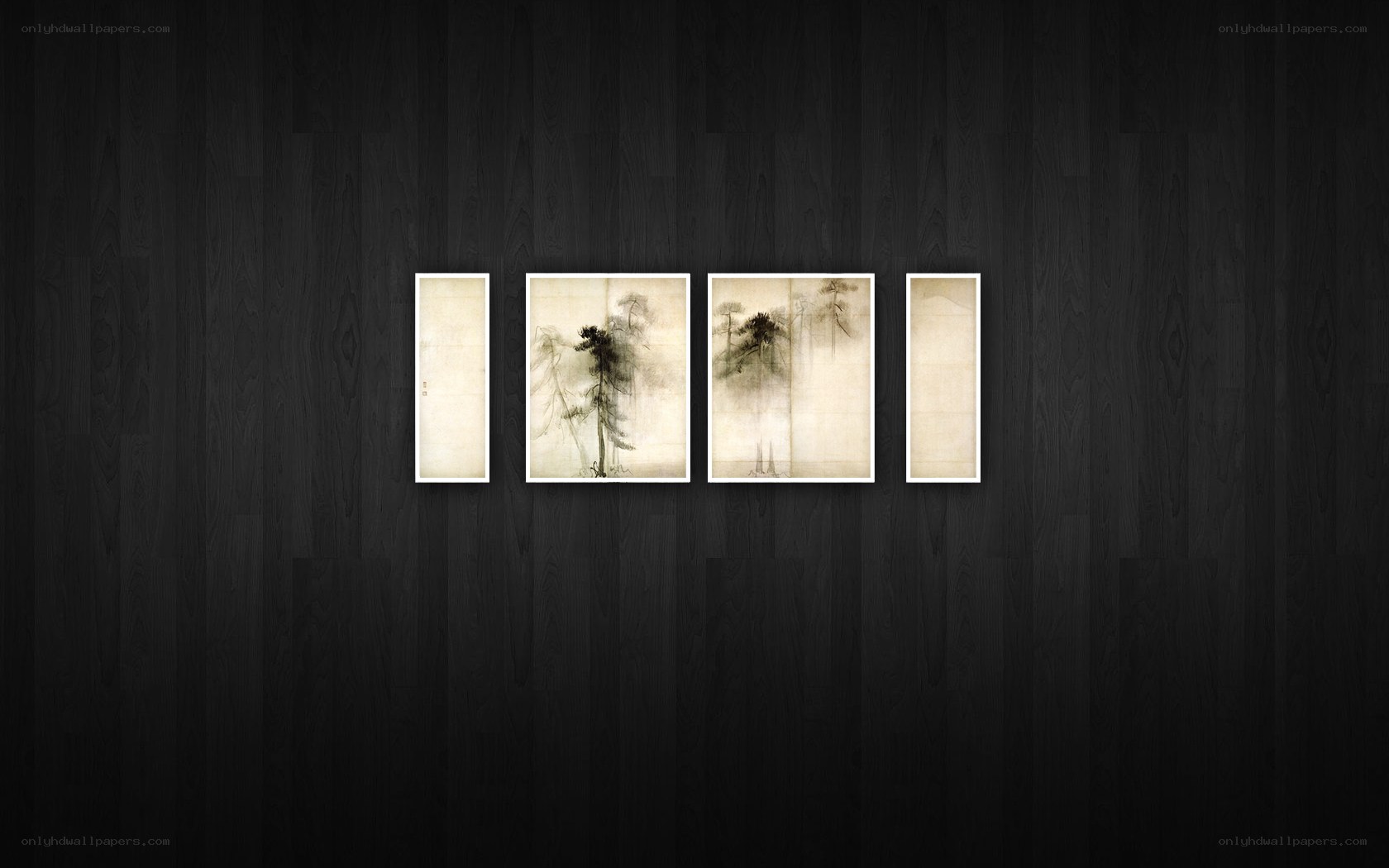traditional ink paintings on wall