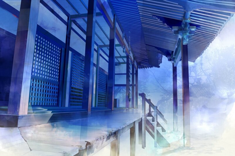 Traditional Japanese Building — Blue, Serene, Night
