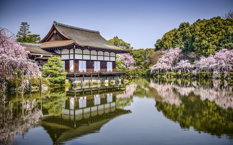 Traditional Japanese Building — Blue, Serene