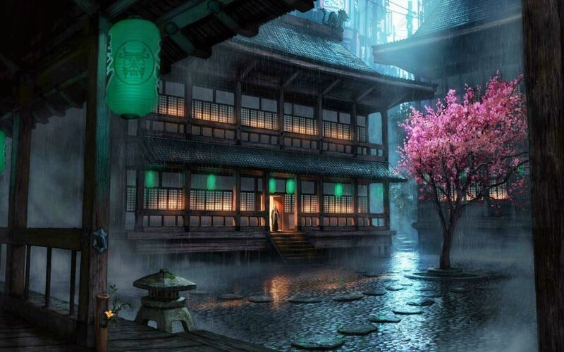 Traditional Japanese Building — Green