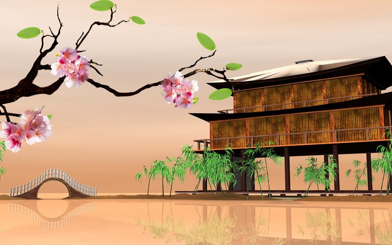 Traditional Japanese House — Brown