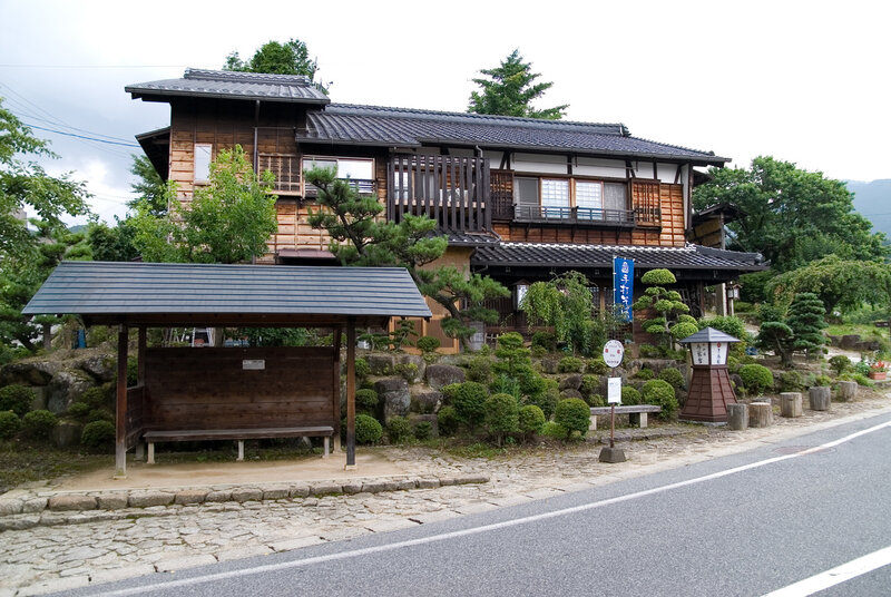traditional japanese house by roadside