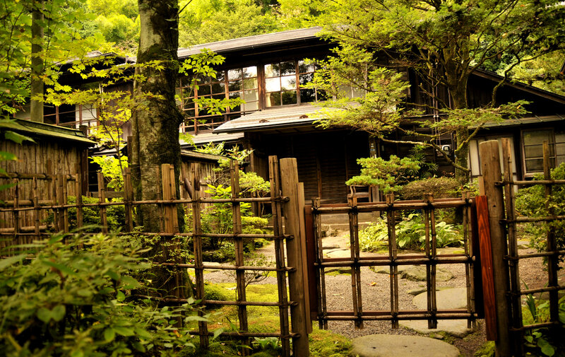 Traditional Japanese house in forest