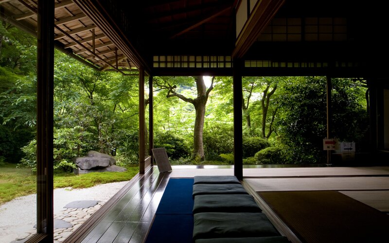 Traditional Japanese room with garden view