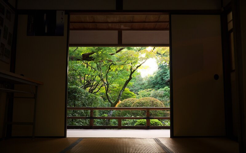 Traditional Japanese room with garden view