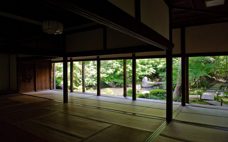 Traditional Japanese room with garden view