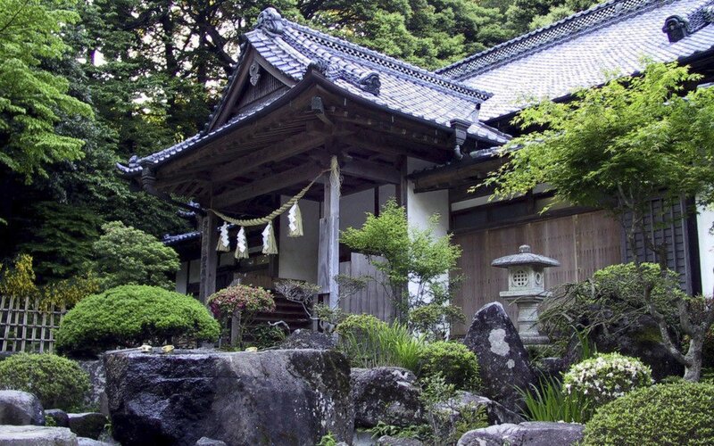 Traditional Japanese shrine garden