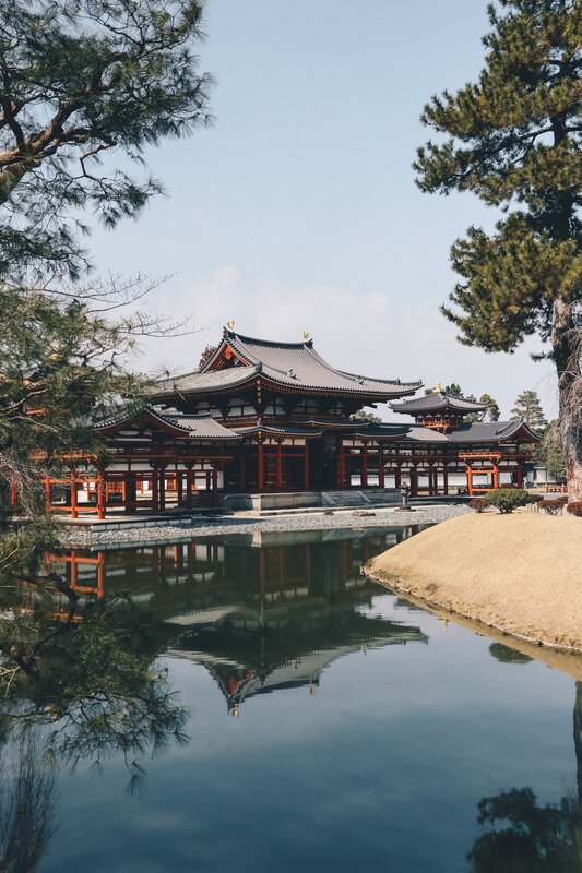 Traditional Japanese Temple — Blue, Serene, Afternoon, Photograph