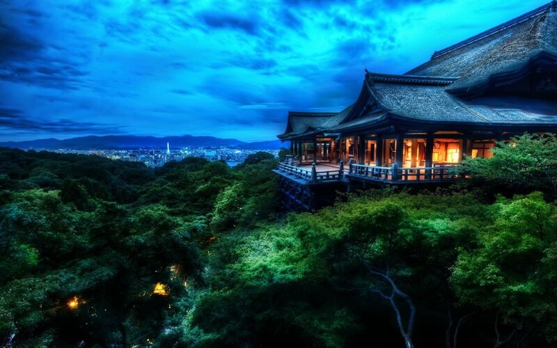 Traditional Japanese Temple — Blue