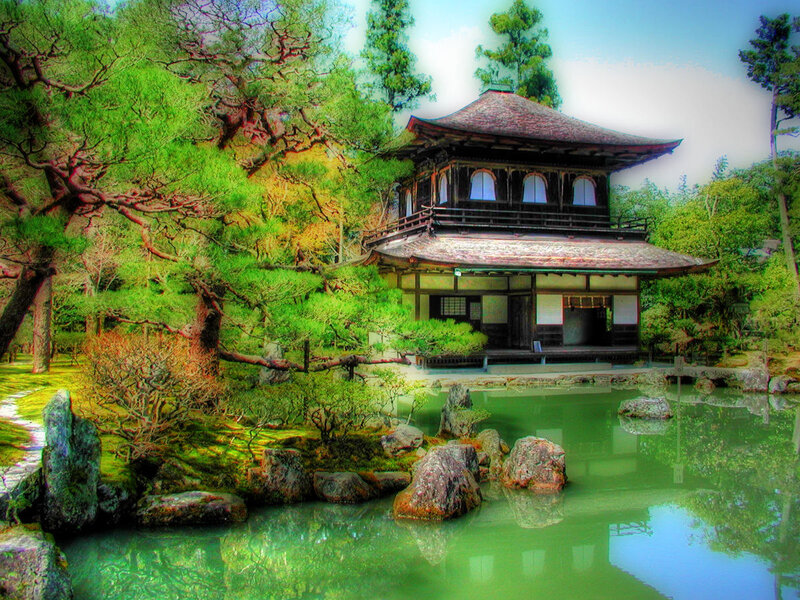 Traditional Japanese Temple — Green, Serene, Afternoon, Photograph