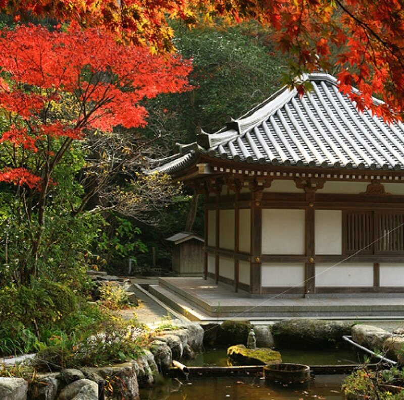 Traditional Japanese Temple — Red, Serene